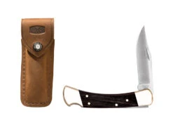 Buck Knives 110 Genuine Ebony Wood Folding Hunter Knife W/ Upgraded Suede Leather Sheath -Buck Knives Sales 0110BRSBR4.1