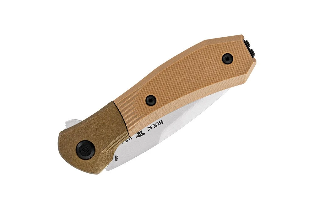 Buck Knives 590 Paradigm Assisted Open Knife 3″ S35VN Drop Point Blade, Brown G10 Handles, Rotating Bolster Lock W/ Clip 8 Buck Knives 590 Paradigm Assisted Open Knife 3″ S35VN Drop Point Blade, Brown G10 Handles, Rotating Bolster Lock W/ Clip - Image 6