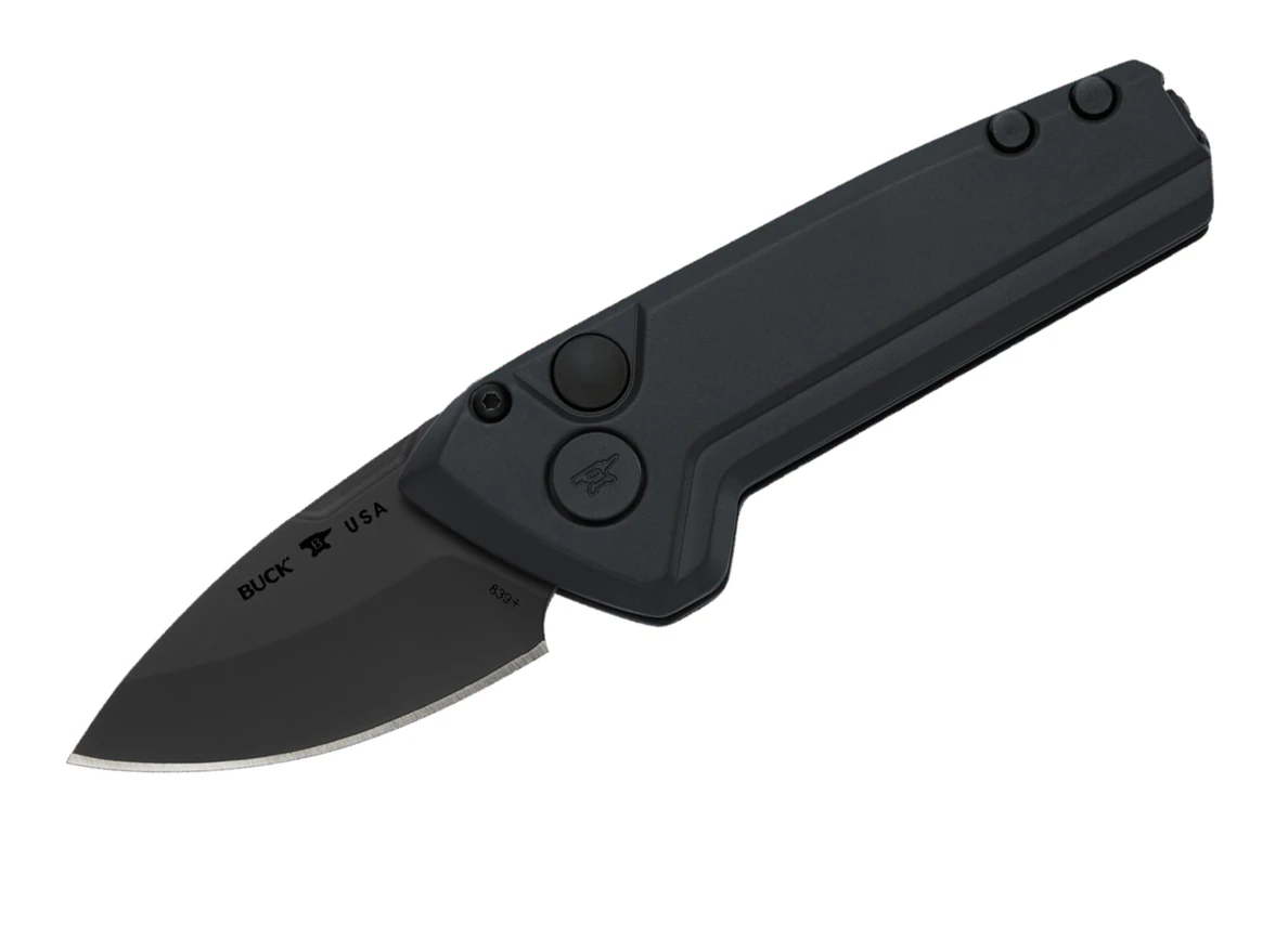 Buck Knives 839 Mini Deploy “Black Out” Auto Folding Knife 1.875″ Drop Point Cerakote S35VN Blade, Black Cerakote Aluminum Handles W/ Clip (California Legal) 3 Buck Knives 839 Mini Deploy “Black Out” Auto Folding Knife 1.875″ Drop Point Cerakote S35VN Blade, Black Cerakote Aluminum Handles W/ Clip (California Legal)