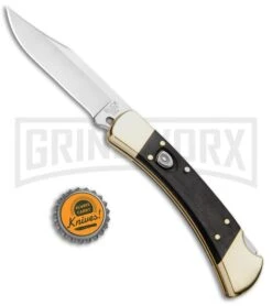 Buck Knives Buck 110 Automatic Ebony Lockback Knife - Satin Plain -Buck Knives Sales Buck 110 Auto LB Ebony Dymondwood Satin 0110BRSA BHQ 51274 jr bottlecap large