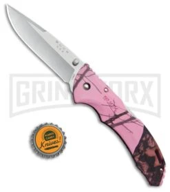 Buck Knives Buck Bantam BHW Pink Mossy Oak Camo Folding Knife - Satin Plain -Buck Knives Sales Buck Bantam BHW LB Pink Mossy Oak Camo Satin 0286CMS10 BHQ 12365 jr bottlecap large