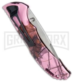 Buck Knives Buck Bantam BHW Pink Mossy Oak Camo Folding Knife - Satin Plain -Buck Knives Sales Buck Bantam BHW LB Pink Mossy Oak Camo Satin 0286CMS10 BHQ 12365 jr side large