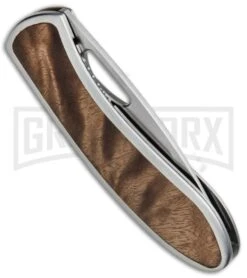Buck Knives Buck Graduate Burlwood Folding Knife - Satin Plain -Buck Knives Sales Buck Graduate LL Burlwood 0328BWS BHQ 68062 jr side large