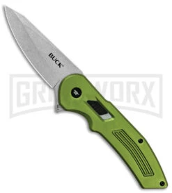 Buck Knives Buck Hexam Green Aluminum Folding Knife - Satin Plain