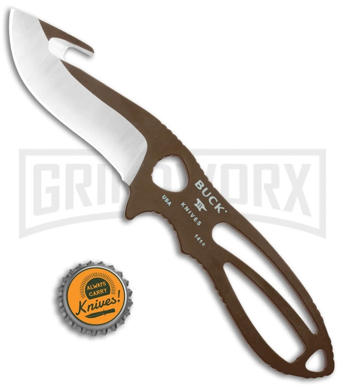 Buck Knives Buck PakLite Large Skinner Guthook Brown Fixed Blade Knife - Satin Recurve 6 Buck Knives Buck PakLite Large Skinner Guthook Brown Fixed Blade Knife - Satin Recurve - Image 4