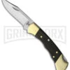 Buck Knives Buck Ranger 112 Finger Grooved Ebony Wood Lockback Knife - Satin Plain 1 Buck Knives Buck Ranger 112 Finger Grooved Ebony Wood Lockback Knife - Satin Plain -Buck Knives Sales Buck Ranger Fingergrooved Wood Satin BHQ 41176 jr large