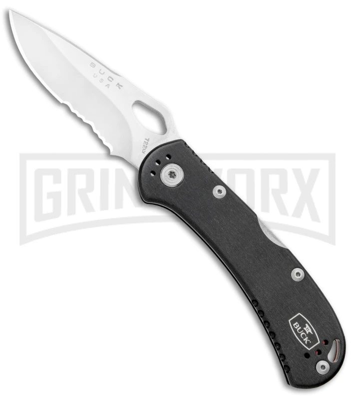 Buck Knives SpitFire Black Folding Knife - Satin Serr 3 Buck Knives SpitFire Black Folding Knife - Satin Serr