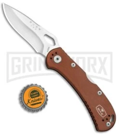 Buck Knives SpitFire Brown Folding Knife - Satin Plain -Buck Knives Sales Buck SpitFire LB Brown Satin 0722BRS BHQ 92989 jr bottlecap large
