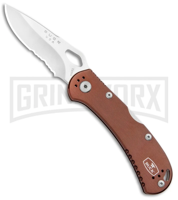 Buck Knives SpitFire Brown Folding Knife - Satin Serr 3 Buck Knives SpitFire Brown Folding Knife - Satin Serr