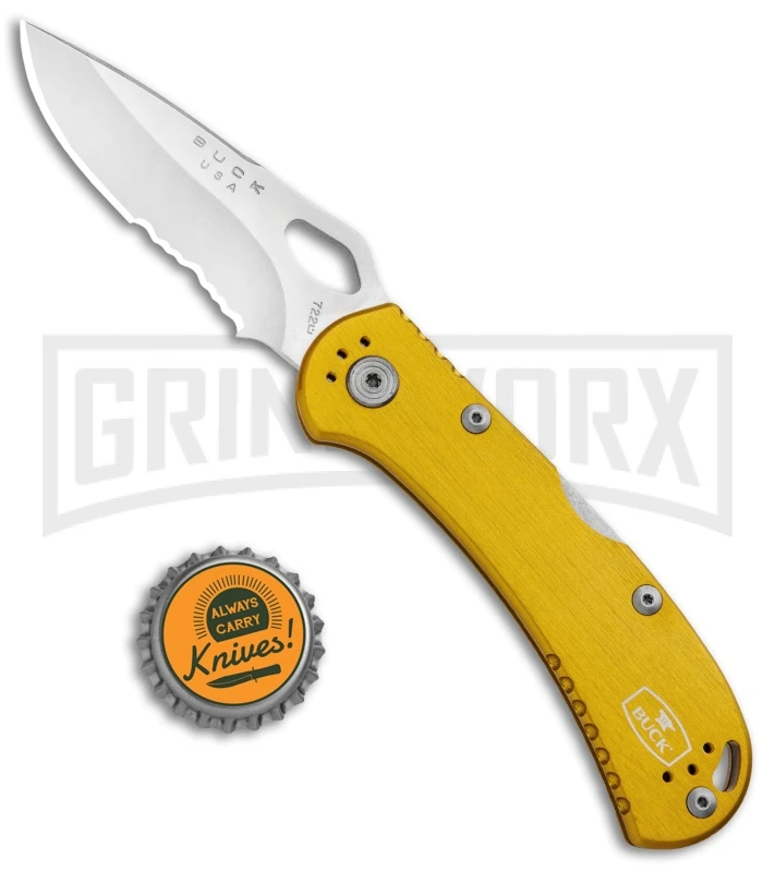 Buck Knives SpitFire Yellow Folding Knife - Satin Serr 6 Buck Knives SpitFire Yellow Folding Knife - Satin Serr - Image 4