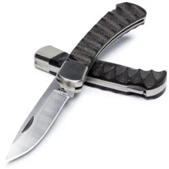 Buck Knives 110 Folding Hunter, S45VN Drop Point Blade, Black Scalloped Richlite Handles, Limited Edition Legacy Series