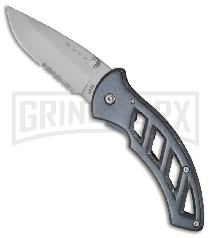 Buck Knives Buck Parallex-2.8 Gray Folding Knife - Bead Blast Serr 3 Buck Knives Buck Parallex-2.8 Gray Folding Knife - Bead Blast Serr