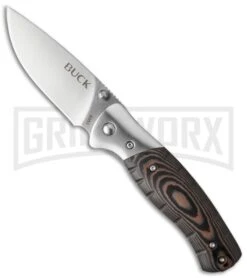 Buck Knives Buck Small Brown Micarta Folding Selkirk Knife - Satin Plain