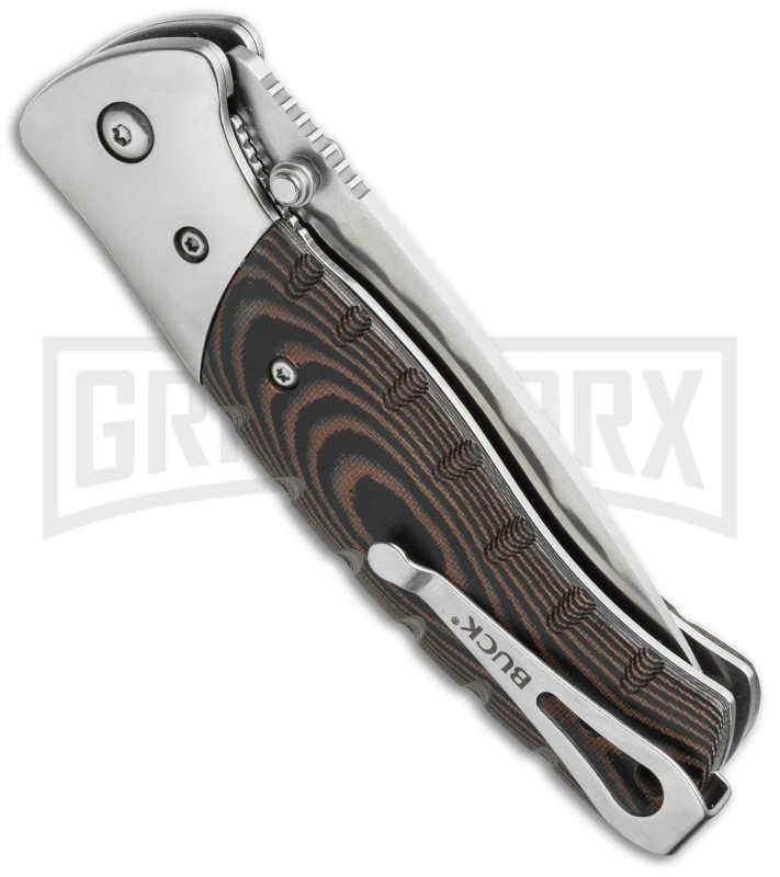 Buck Knives Buck Small Brown Micarta Folding Selkirk Knife - Satin Plain 5 Buck Knives Buck Small Brown Micarta Folding Selkirk Knife - Satin Plain - Image 3