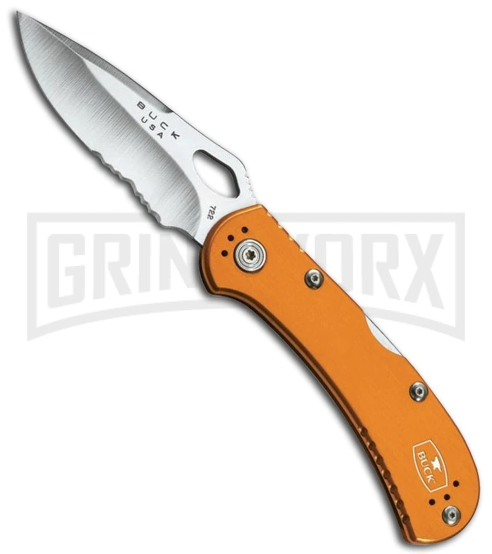 Buck Knives SpitFire Orange Folding Knife - Satin Serr 3 Buck Knives SpitFire Orange Folding Knife - Satin Serr